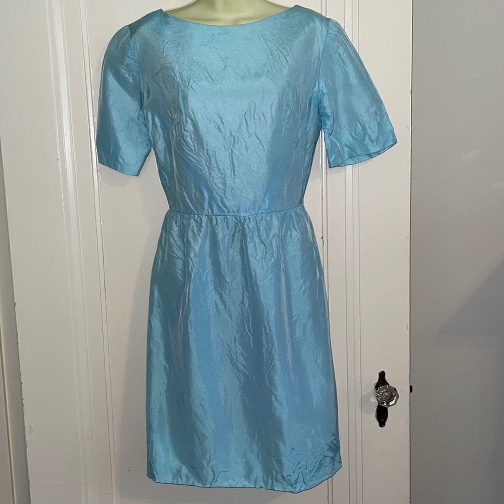 Vtg 60s baby blue short sleeve wiggle dress‎